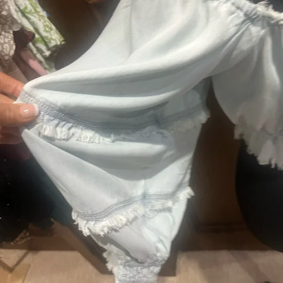 NWT SIZE XL Ramy Brook Sky Blue Smocked Blouse - Picture 8 of 11